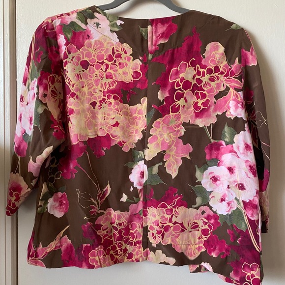 Haldora Rhinebeck New York Floral Print Button Front 3/4 Sleeve Top S - Picture 4 of 7